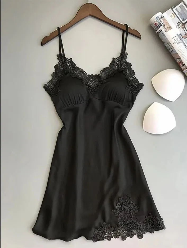 Backless Satin Silk Nightgown Sleeveless and Coord