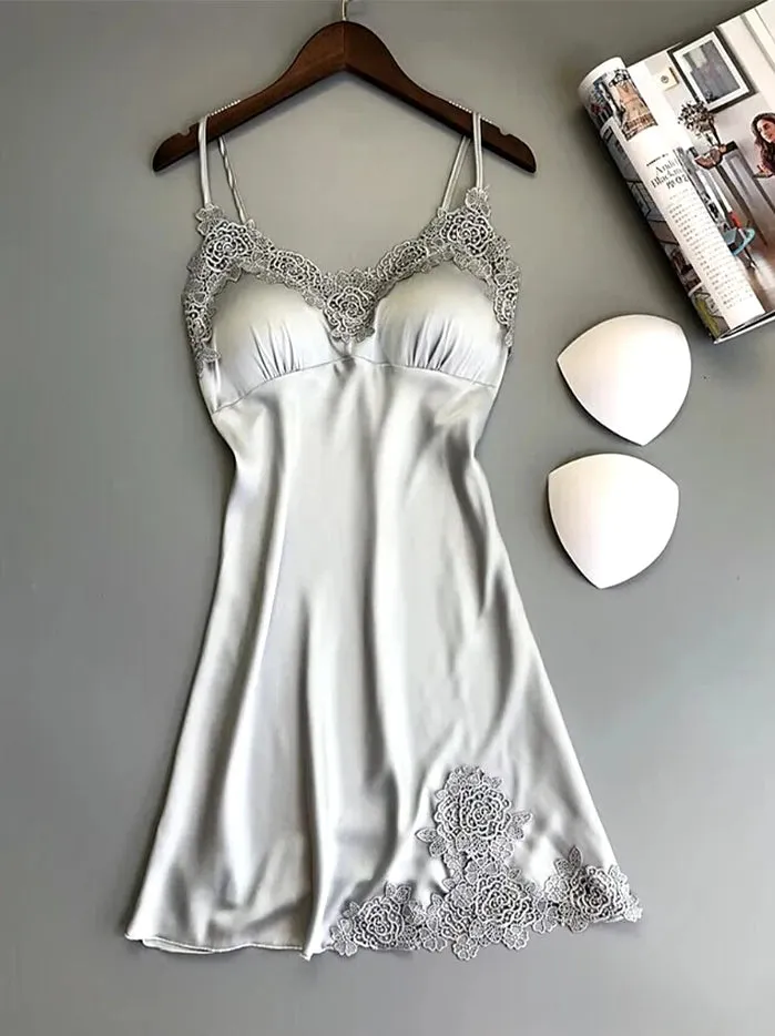 Backless Satin Silk Nightgown Sleeveless and Coord