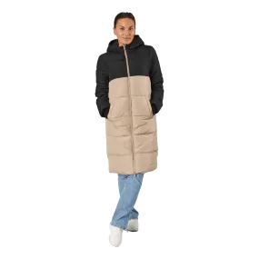Bee Blocked Long Puffer Jacket Silver Mink