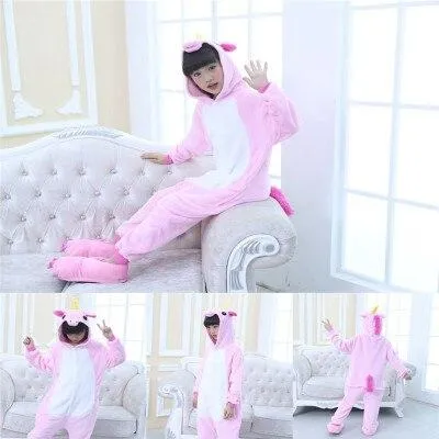Boy Girl Pajamas Set Children Onesie Unicorn Baby Kids Pajamas Flannel Cartoon Cosplay Onesie Sleepwear for 4 6 8 10 12 years