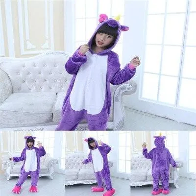 Boy Girl Pajamas Set Children Onesie Unicorn Baby Kids Pajamas Flannel Cartoon Cosplay Onesie Sleepwear for 4 6 8 10 12 years