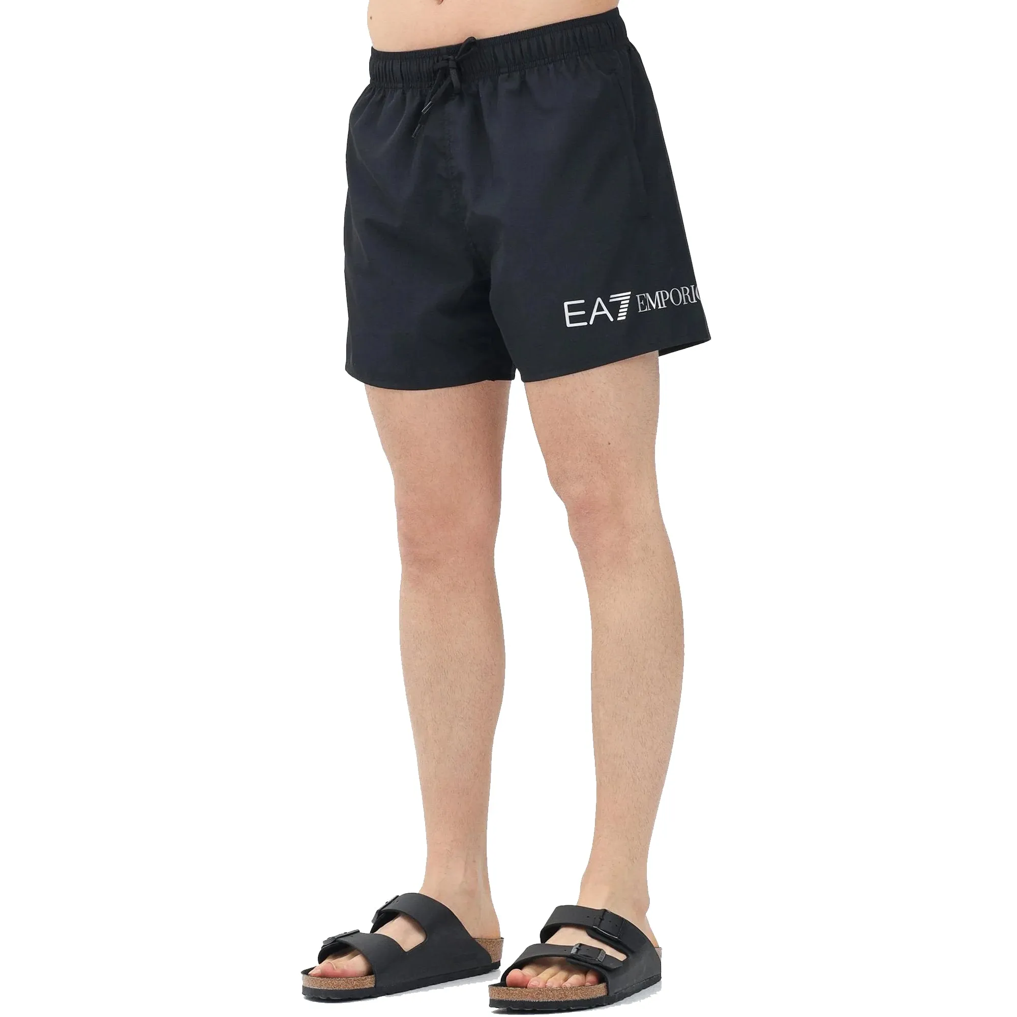 EA7 Emporio Armani Logo Swim Shorts Black/Silver Logo