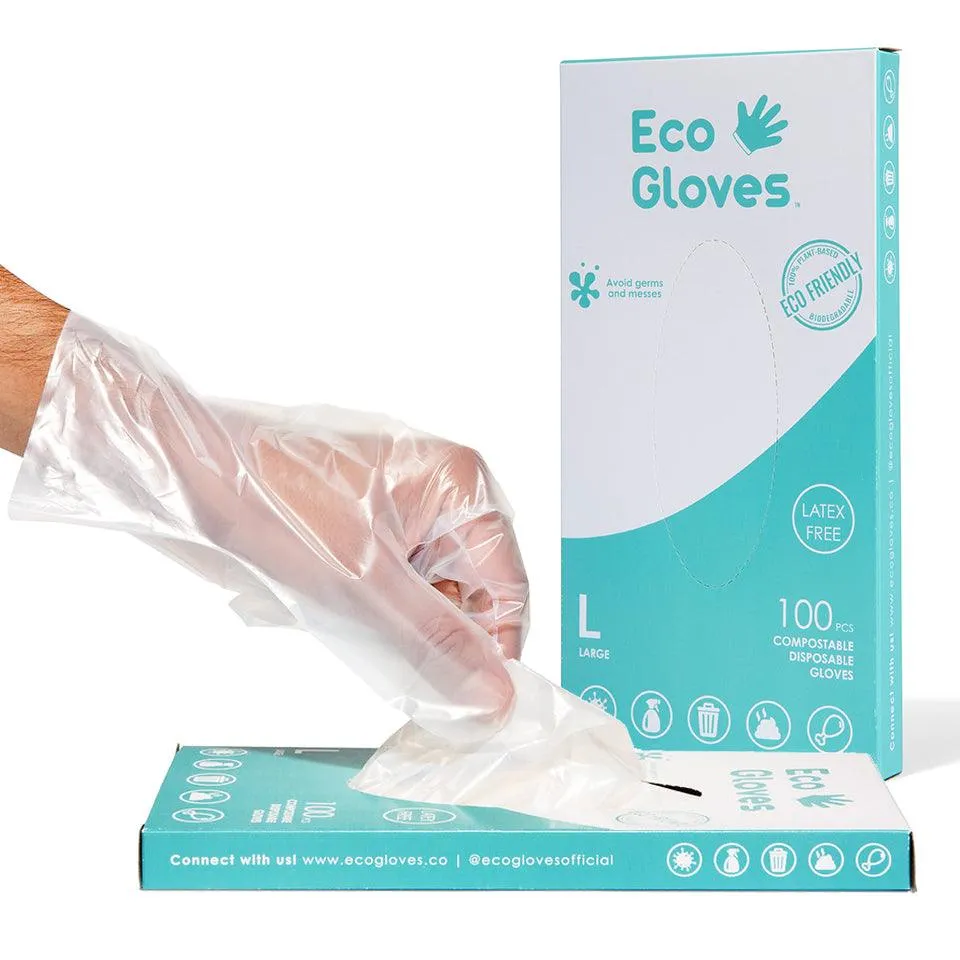 Eco Gloves Disposable Eco-Friendly Compostable Gloves (100 gloves/box)