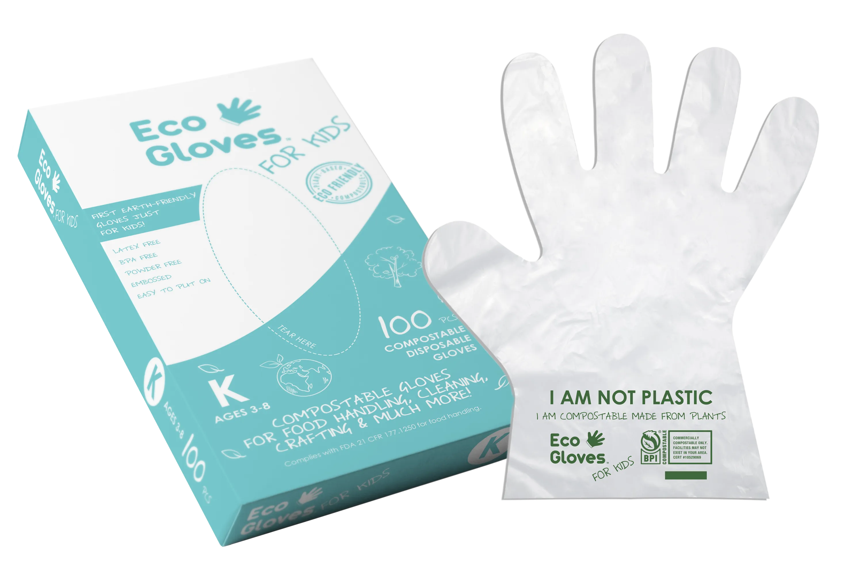 Eco Gloves Disposable Eco-Friendly Compostable Gloves (100 gloves/box)
