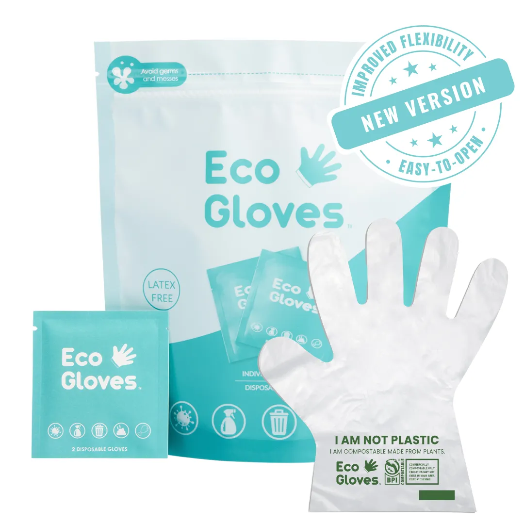 Eco Gloves Individually Wrapped Compostable Disposable Gloves (Bag 24 Pairs)