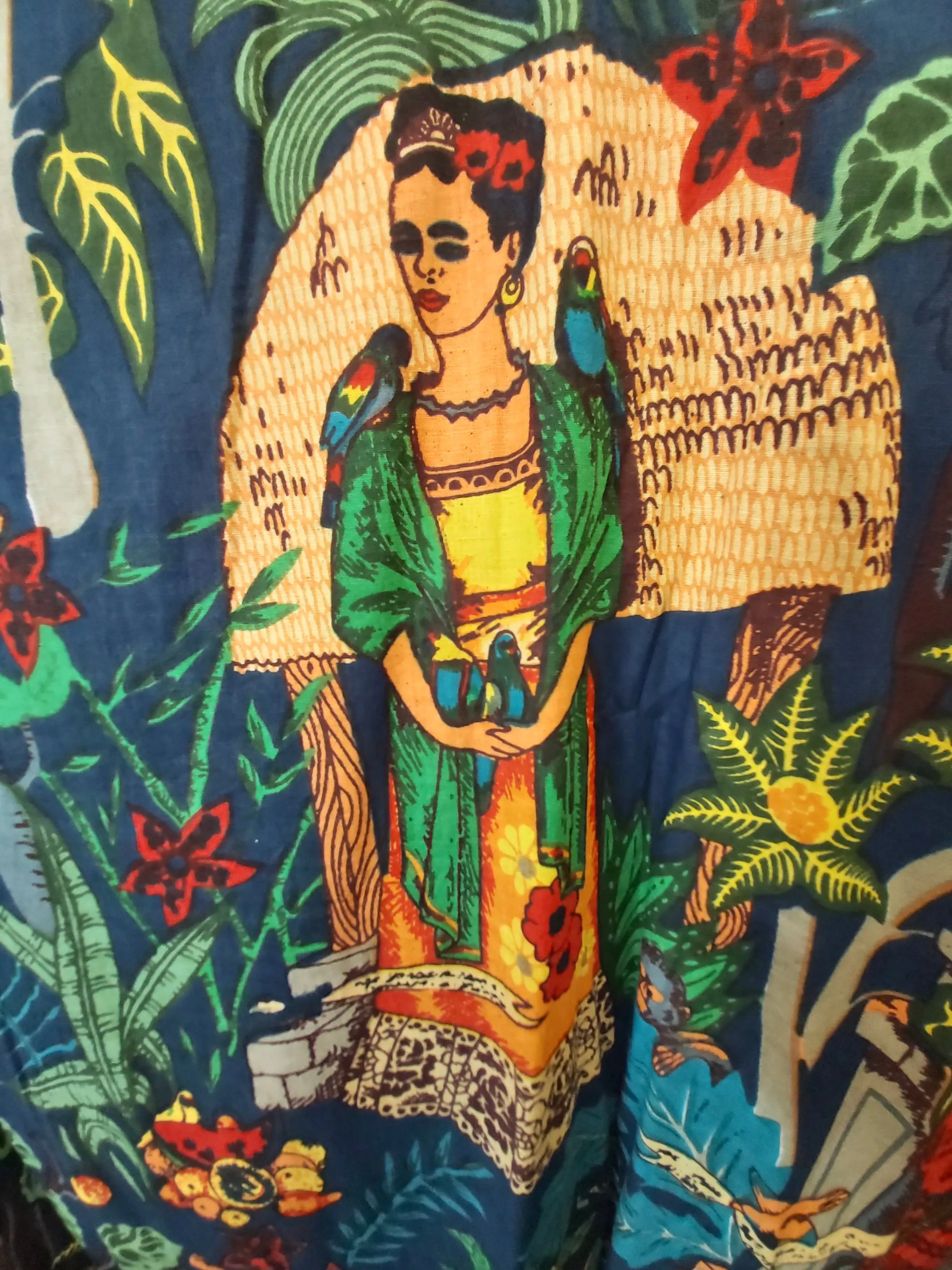 Frida Kahlo Cotton Robes -Navy