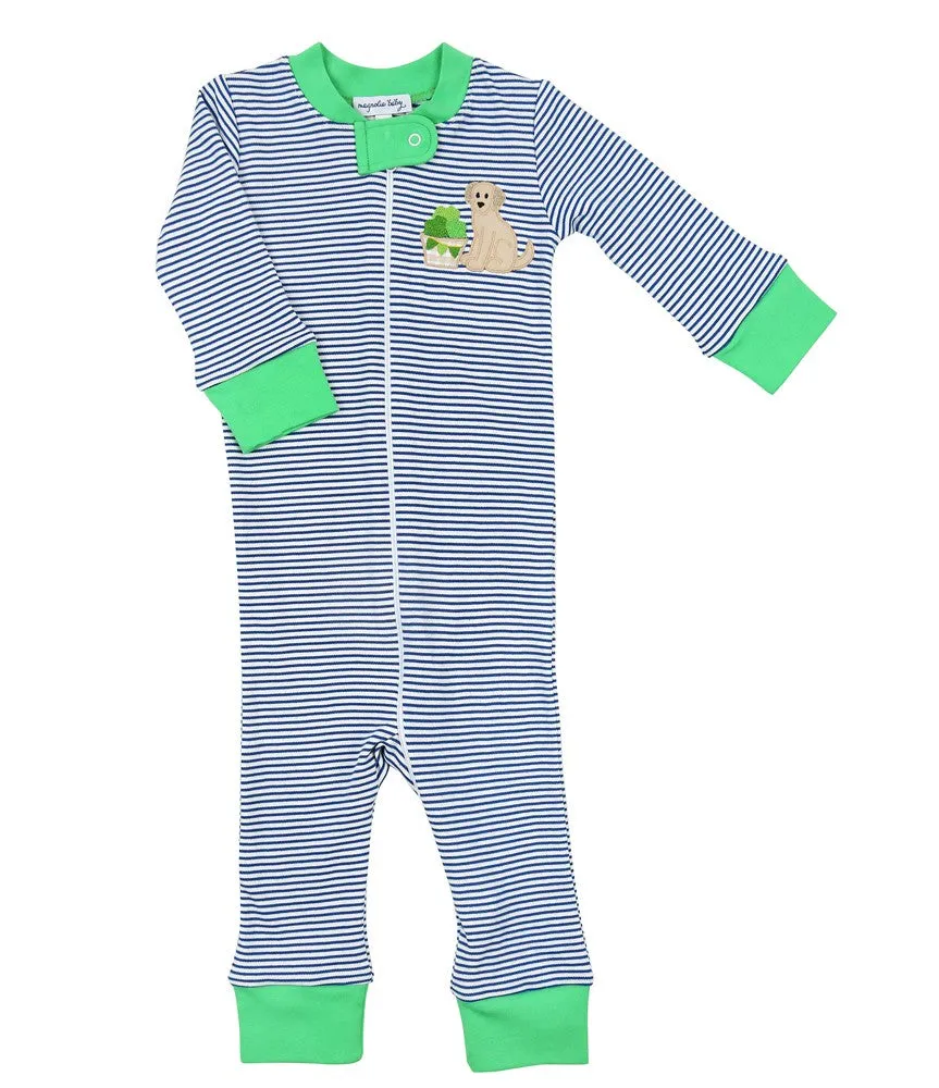Magnolia Baby Lucky St. Patrick's Day Pup Zipped Pajamas