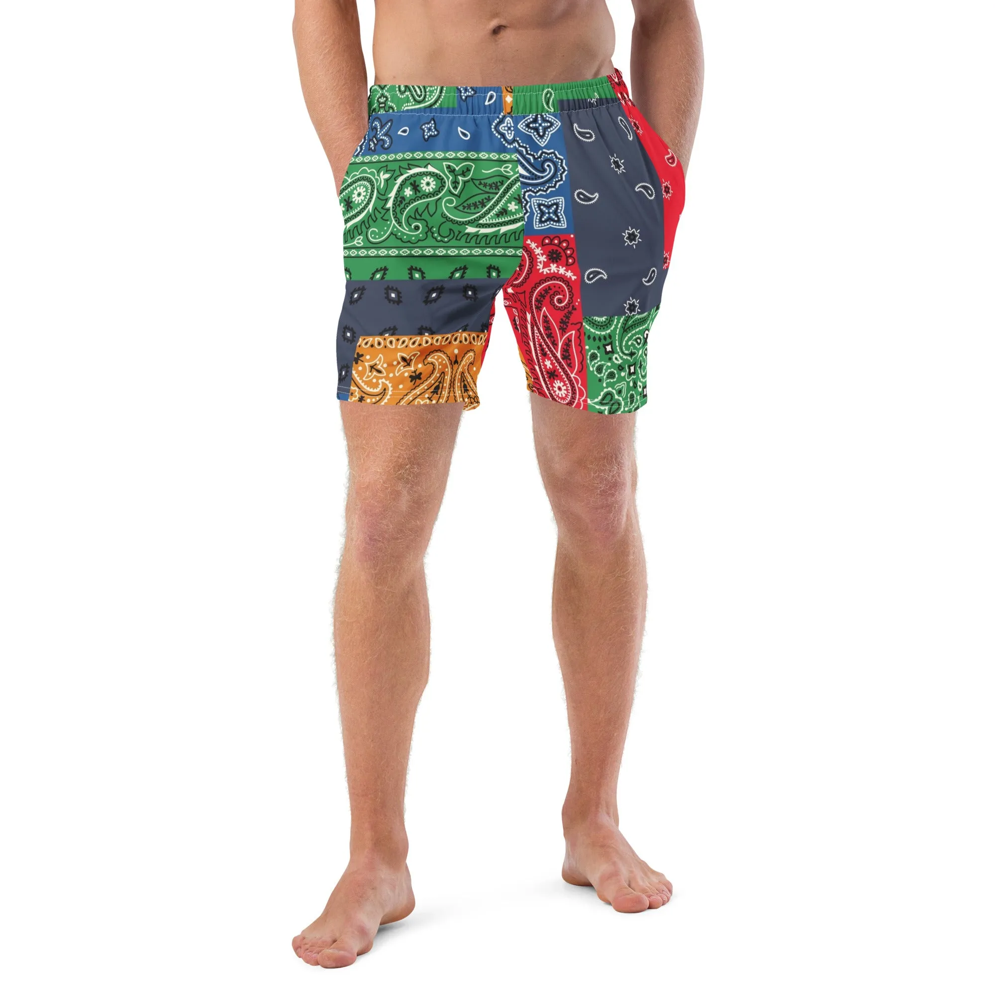 Paisley Bandana All-Over Print Recycled Swim Trunks