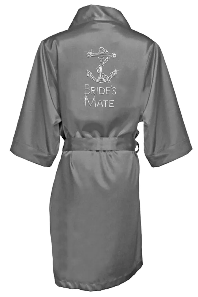 Rhinestone Bridal Party Robes with Large Anchor Design